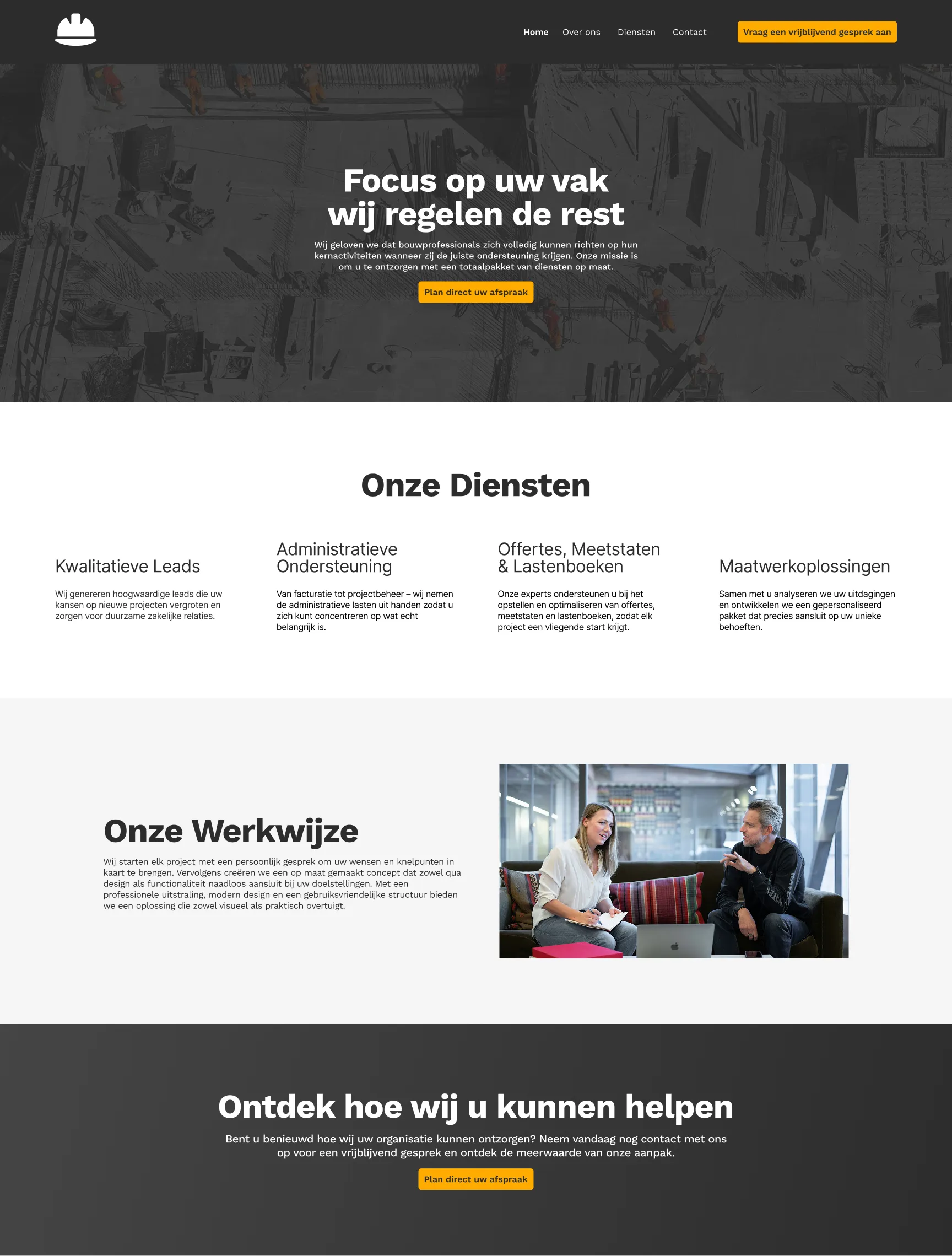 Voorbeeld homepagina van een website